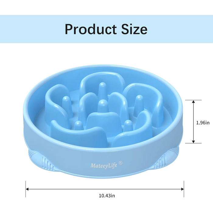 Набори мисок для собак MateeyLife 2 шт. Anti-Slurp – повільна годівниця, миски для собак середніх та великих порід (світло-блакитний & темно-блакитний)