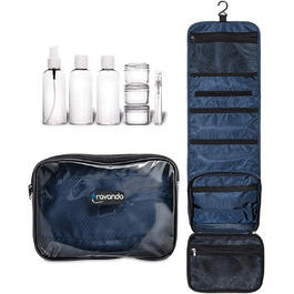 Чоловіча дорожня косметичка TRAVANDO з петлею, прозора, велика, для подорожей, вміщує рідини, морського кольору