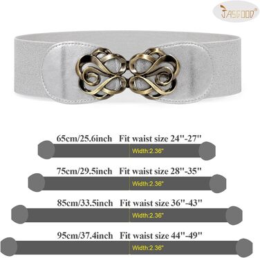 Жіночий широкий еластичний пояс JasGood (4 шт) - чорний, коричневий, срібний, червоний - для талії 71-87 см та 103-117 см