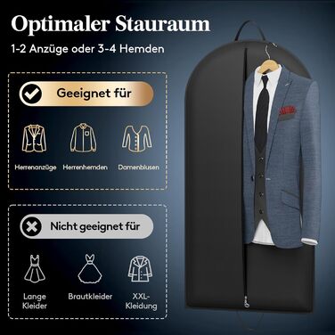 Чохол для одягу Lifewit 120 GSM з мішком для взуття - для костюмів, піджаків, ансамблів. Ідеально для подорожей та зберігання. Розмір 120 x 60 см.