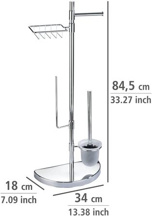 Організатор для ванної кімнати WENKO: підставка для туалетного паперу та щітки, з полицею, з нержавіючої сталі, 34 x 84,5 x 18 см