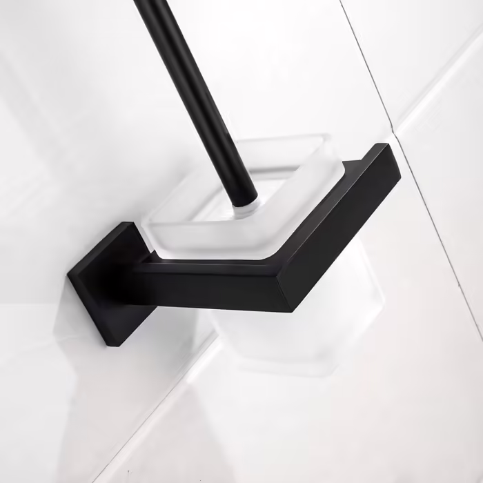 Toilet brush holder, black matte, wall-mounted toilet brush, stainless steel toilet brush holder set requiring drilling