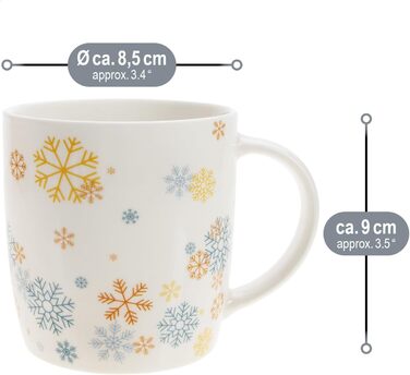 4 чашки для кави Com-Four® з кераміки, 250 мл, святковий дизайн (червоний/сірий/зелений/синій)