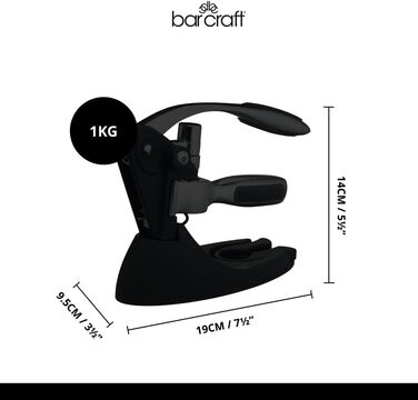 BarCraft Waiter's Corkscrew and Wine Bottle Opener, with Bottle Stopper, Foil Cutter and Replacement Non-Stick Worm, Metal Shimmer, 1 Set with Presentation Box