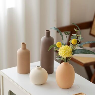 Modern Ceramic Vase Set (4-Piece) - Morandi Colors, Minimalist Table Decor, Nordic Style, Boho Scandinavian Vase Set