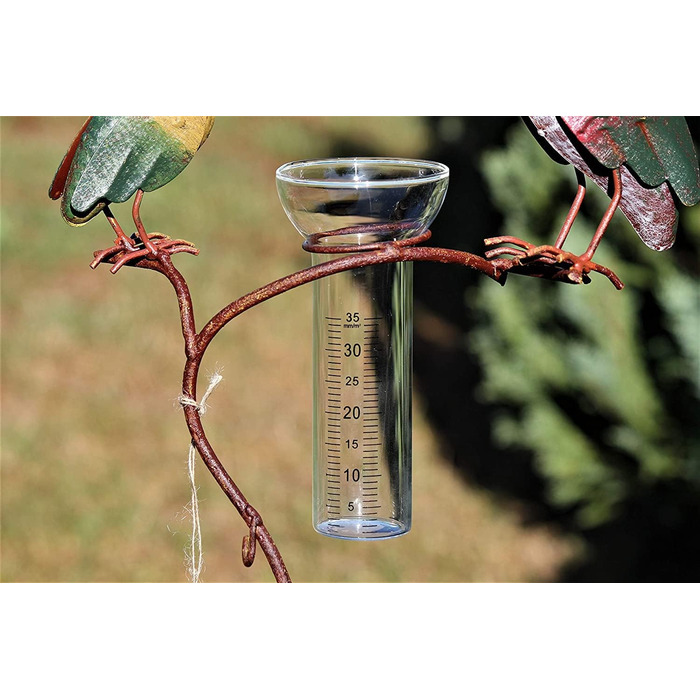 Unknown RAIN GAUGE Rabe - Real Glass, Metal - Garden Stake/Rain Gauge - Colorful - 136 cm tall