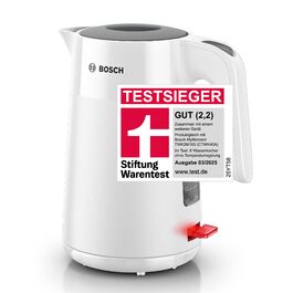 Електричний чайник Bosch MyMoment TWK2M161, 1.7 л, 2400 Вт, білий матовий, з автоматичним відключенням, захистом від перегріву, показом кількості чашок та фільтром від накипу