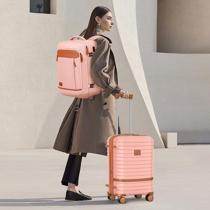 Набір валіз Joyway для ручної поклажі, розширюваний, з TSA-замком (рожевий)
