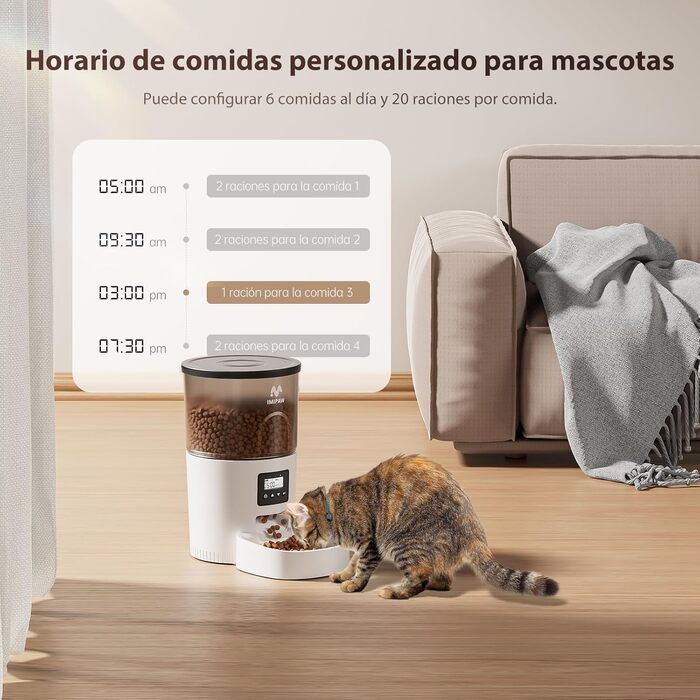 Автоматичний годівниця для котів та собак IMIPAW - програмований таймер, 3L, білий