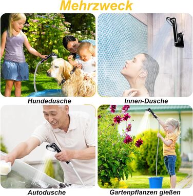 LIBERRWAY Camping Shower with Pump, Camping Shower Set with Rechargeable Battery, 2m Shower Hose Outdoor Shower for Garden, Beach, Camping, Travel, Car Washing, Mobile Shower Black (Black)