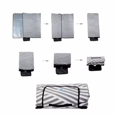 Relaxdays Striped Gray and White Picnic Blanket