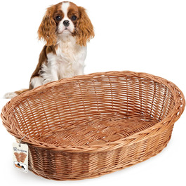 Лежанка для собак та котів KADAX з плетеної лози, 13x58x45 см, натуральний колір, зручне ліжко для тварин