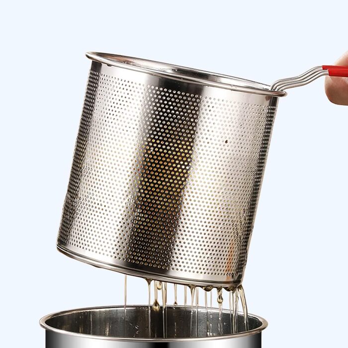 Набір сит для їжі з нержавіючої сталі WIYETY (2 шт.): сито для макаронів, корзина для фритюрниці, кухонне сито, Ø16см + Ø18см