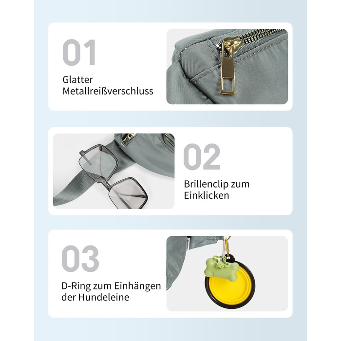 Сумка на пояс для жінок та чоловіків, сіра. Стильна сумка-шоппер з 4 кишенями на блискавці та регульованим ремінцем. Ідеально підходить для подорожей та піших прогулянок. (Запатентовано)