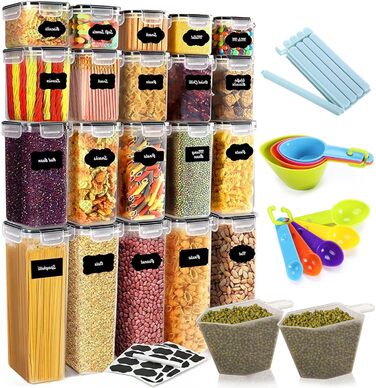 Набір контейнерів для зберігання продуктів, 20 шт. з герметичними кришками, BPA-free, для кухні (крупи, борошно, цукор)