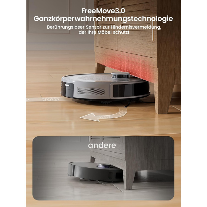 Робот-пилосос LEFANT M2 з функцією миття підлоги, 6000Pa, LiDAR-навігація, зони заборони, керування через додаток/Alexa, ідеальний для шерсті тварин, килимів та твердих підлог M2G