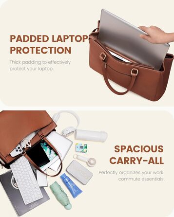 Сумка для ноутбука LOVEVOOK жіноча 17 дюймів, коричнева: ділова сумка, портфель, сумка для університету, школи, офісу