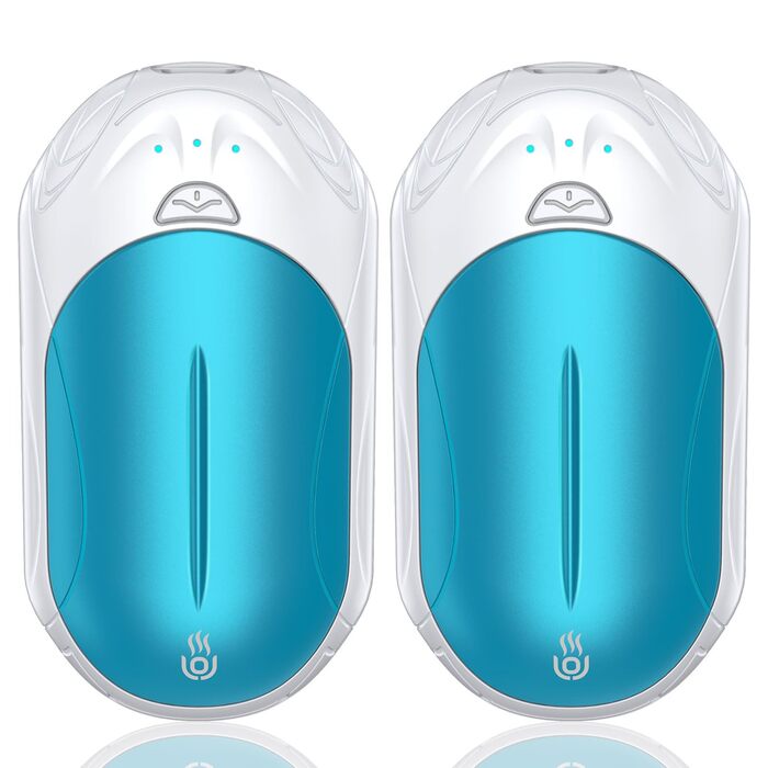 Електричні грілки для рук 2 шт. OUTJUT, 6000mAh, 3 режими нагріву, USB, 20 годин роботи, для зимових видів спорту, подарунок на Новий Рік (4-Білий та Синій)