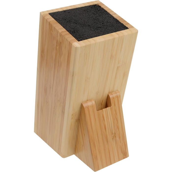 GRÄWE Universal Knife Block made of Bamboo with Bristle Insert and Scissors Slot, Square, 24 x 11 x 17 cm, without knives