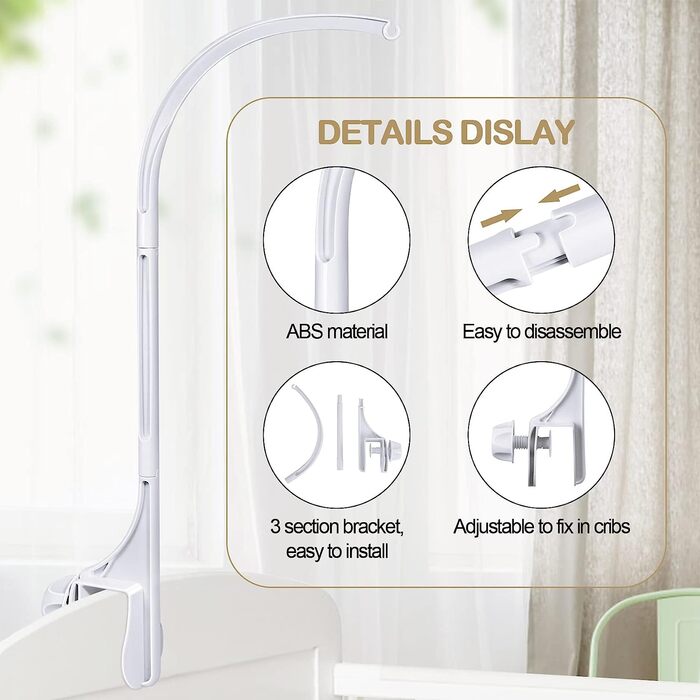 Unaibber 58 cm Baby Mobile White-Yellow