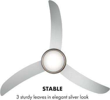 Вентилятор стельовий Klarstein El Paso 2-в-1 з підсвіткою, діаметр 132 см, 3 лопаті, 10344 м³/год, 3 швидкості, дизайн темне дубове дерево (білий)