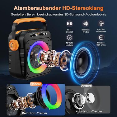 Караоке машина JYX MS80 з 2 мікрофонами, Bluetooth, LED-підсвітка