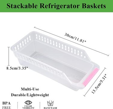 E-Senior Refrigerator Organizer, Refrigerator Drawers, Stackable Refrigerator Organizer for Freezer, Kitchen, Countertops, Cabinets (Random Color) (8 Pieces)