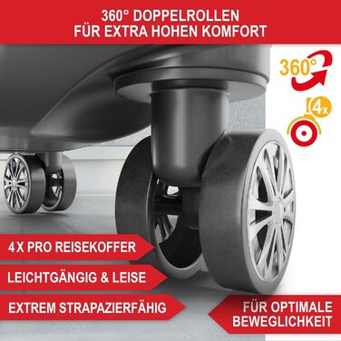 Преміум набір валіз 4 шт. з жорстким корпусом, TSA-замком та USB-портом – Плюс ваги для валіз, ремені, адресники, тримач для напоїв, чохол для взуття, захисні чохли (Чорний)