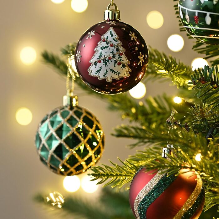 Набір новорічних кулічок Valery Madelyn, 16 шт, 6 см, червоно-зелено-золотий, з подарунковою упаковкою
