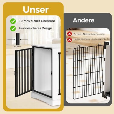 BEWISHOME Клітка для собак, 81 см, Біла, з 3 дверцятами, для дому, з функцією столику, для маленьких/середніх собак, EMGL03W