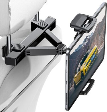 Тримач для планшета в авто Tryone - кріплення на підголівник, 360° обертання, сумісний з iPad, Smartphone, Switch, Tabs, 4.7-13 дюймів