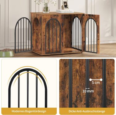 Клітка для собак Hzuaneri, 68x49x56 см, 3 двері, вінтажний колір, для дому, міцна, DFC85501B