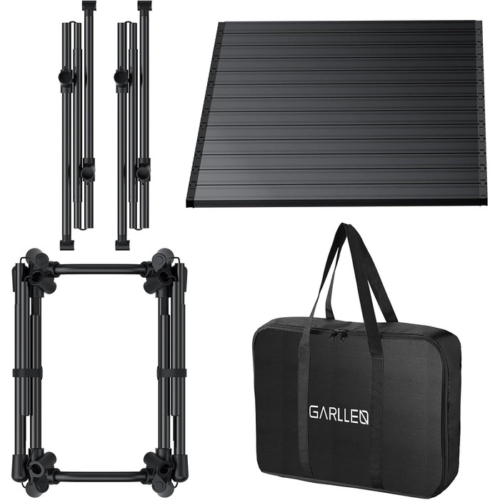 Складаний туристичний стіл Garllen 82x40 см, регулювання висоти (44/70 см), знімний стіл зі сталі, для пікніка, грилю, саду та кемпінгу