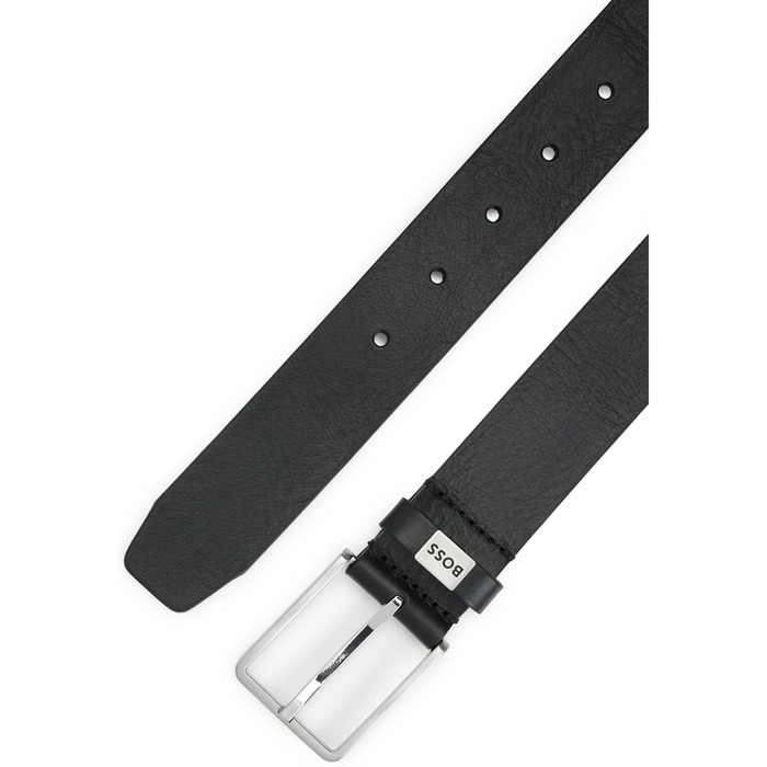 Чоловічий шкіряний ремінь BOSS Elio з логотипом, чорний