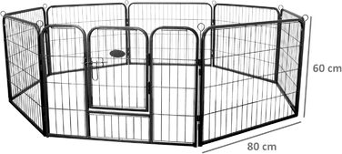 Zelsius: Вольєр для цуценят Rocky зі сталі, сірий | 80 x 60 см | Навчальний загін для собак, котів, кроликів