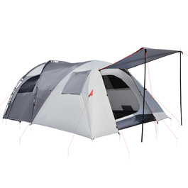 Outsunny 5-Person Tent - Tunnel Tent with Bedroom, Carry Bag, 2000mm Water Column, Mesh Windows, Grey | Aosom
