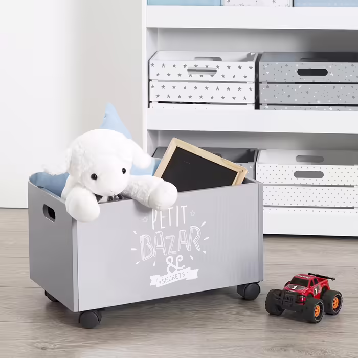 Atmosphera - Toy chest gray with wheels - Gray