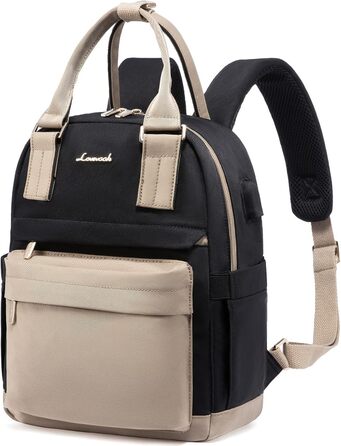 LOVEVOOK Рюкзак жіночий маленький, водонепроникний, міський, 2-в-1 з USB-портом, міні-рюкзак, сумочка, для роботи, школи, подорожей, елегантний, хакі, чорний, 11 дюймів