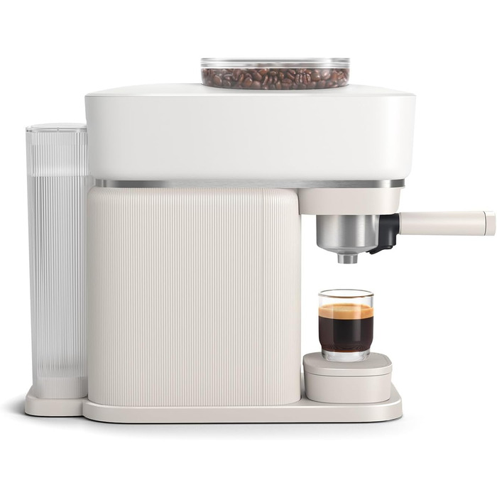 Philips Baristina Espresso Machine - Real Espresso made simple. Compact coffee machine - Naturweiß (off-white) with white portafilter - 16-bar pump pressure - automatic grinder - Cafe Crema (BAR300/00)