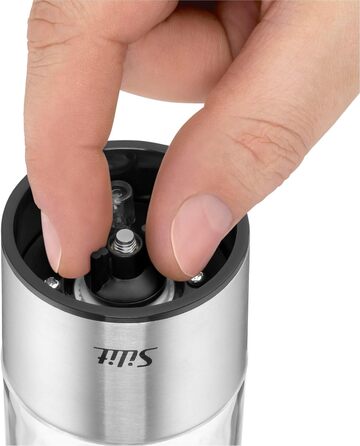 Silit Electric Grinder Set, 2-piece, 23 cm, Electric Salt and Pepper Grinder, Unfilled, Spice Grinders, Grinder for Salt, Pepper, Chili Peppers, Ceramic Grinder, Stainless Steel, Acrylic Glass