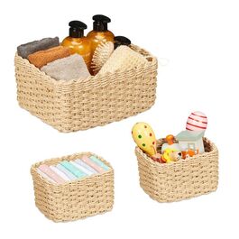 Relaxdays Woven Storage Baskets - 3 Piece Set