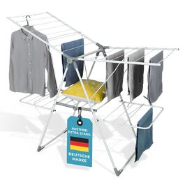 Розкладна сушарка для білизни Allyson, двоярусна, регульована по висоті, складна, вологостійка, з нержавіючої сталі, 20 метрів сушильної поверхні для дому та вулиці