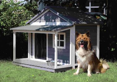 Будка для собак з масиву дерева, вологостійка, з дахом та вікном, розмір 130x118x108 см