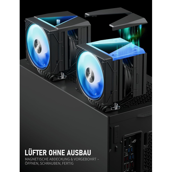 upHere UE2 Elite KC8C: Потужний кулер CPU з ARGB підсвічуванням (120мм, 8 heatpipes, 280W) для AM5/AM4/AM3, Intel 1851/1700/115x/1200