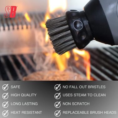 Sizzle Buddy Grill Brush with Scraper – Stainless Steel Grill Cleaning Brush – Safe, Durable, Heat-Resistant Bristles – Easily Removes Grease and Food – No Scratch Cleaning
