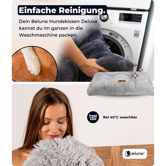 Belune® Делюкс подушка для собак [Світло-сірий, L (130x80x15 см)] - миється, ліжко для великих собак, подушка для собак великих порід світло-сіра L (130x80x15 см)