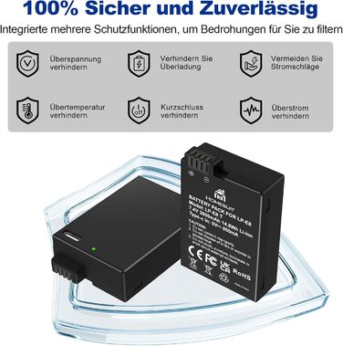 Акумулятор LP-E8 1800mAh Homesuit + LED зарядний пристрій для Canon EOS Rebel T2i T3i T4i T5i 600D 650D 700D Kiss X4 X5 X6 X6i X7i (2 шт. акумулятори + 1 зарядний пристрій)