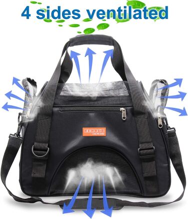 Трансформер для тварин у подорожі: переноска для котів, собак, кроликів, хом'яків. Підходить для авіаперельотів, м'яка, з плечовим ременем (Чорний, M - 47x27x28 см, до 5 кг) L 44 x 30 x 20 см Чорний