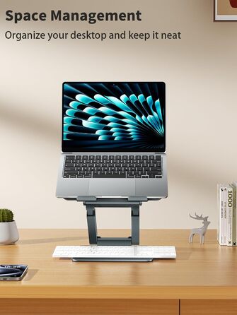 Adjustable Laptop Stand for Desk - Telescoping Design, Ergonomic Riser for 10-17 inch Laptops (Gray)