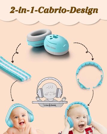 Навушники для захисту від шуму Lilian&Gema для немовлят - 2 в 1, блакитні